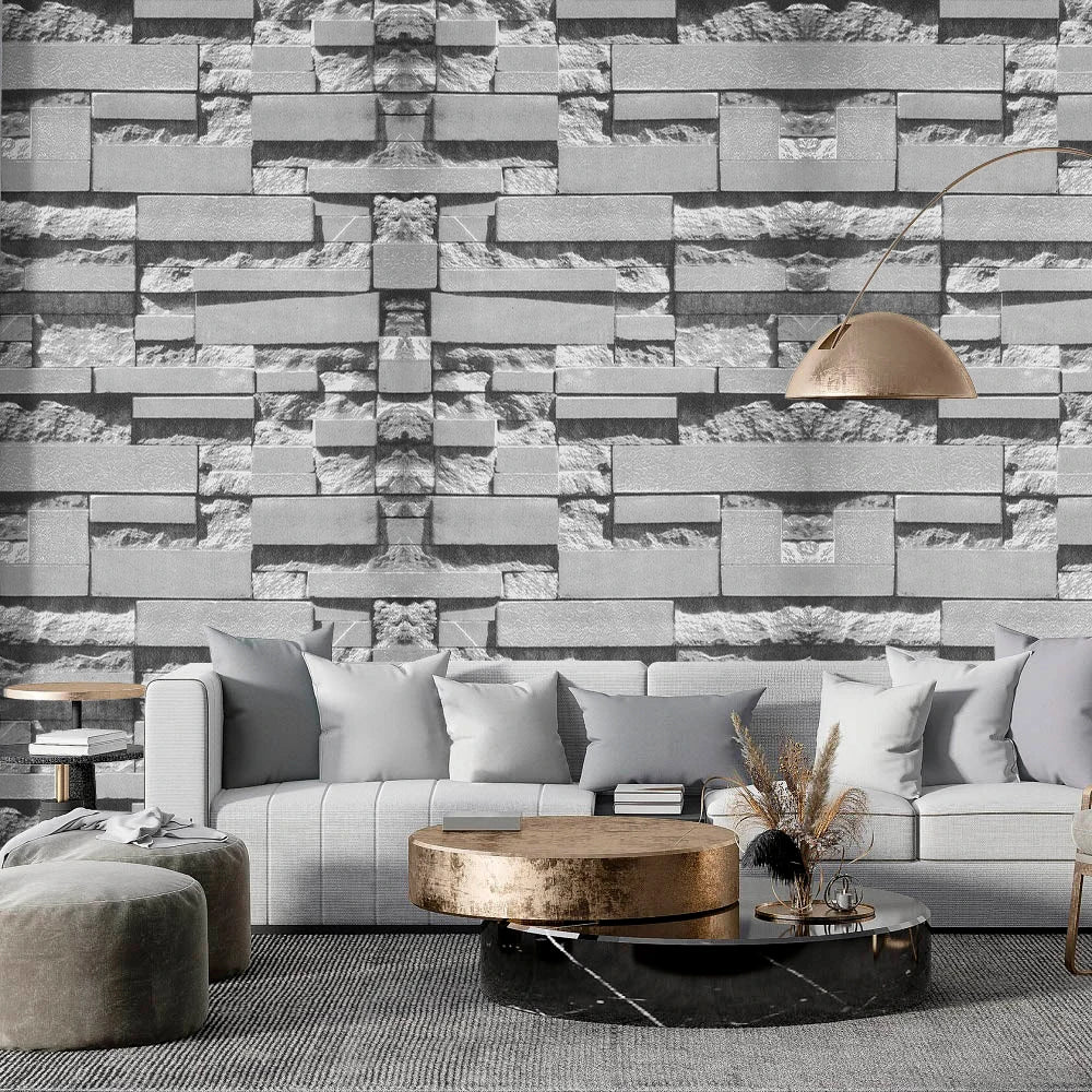 Haodirect 3D Retro Country Brick Effect Wallpaper
