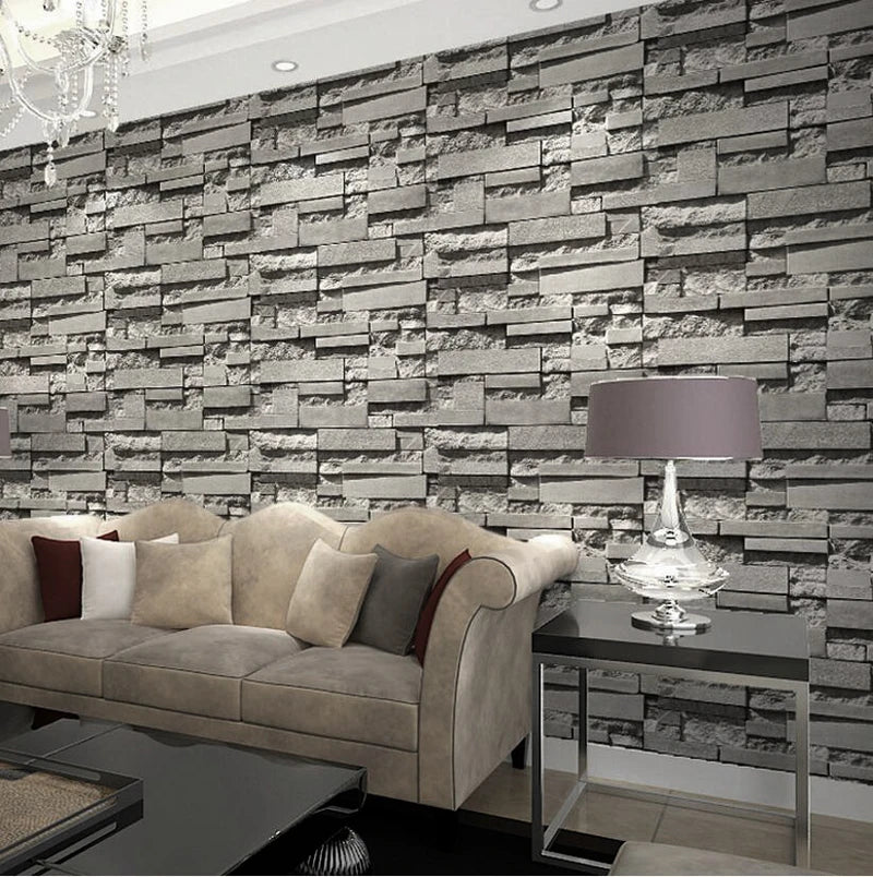 Haodirect 3D Retro Country Brick Effect Wallpaper