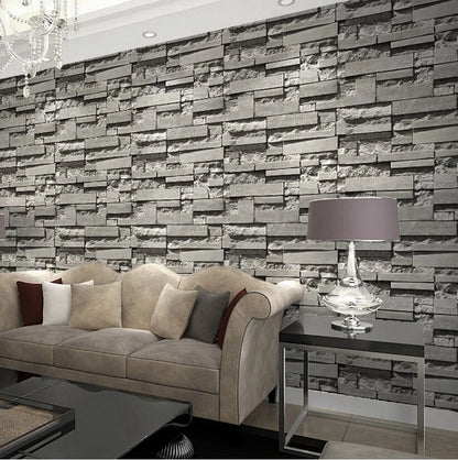 Haodirect 3D Retro Country Brick Effect Wallpaper