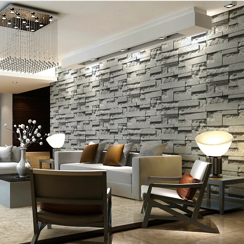 Haodirect 3D Retro Country Brick Effect Wallpaper