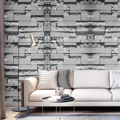 Haodirect 3D Retro Country Brick Effect Wallpaper