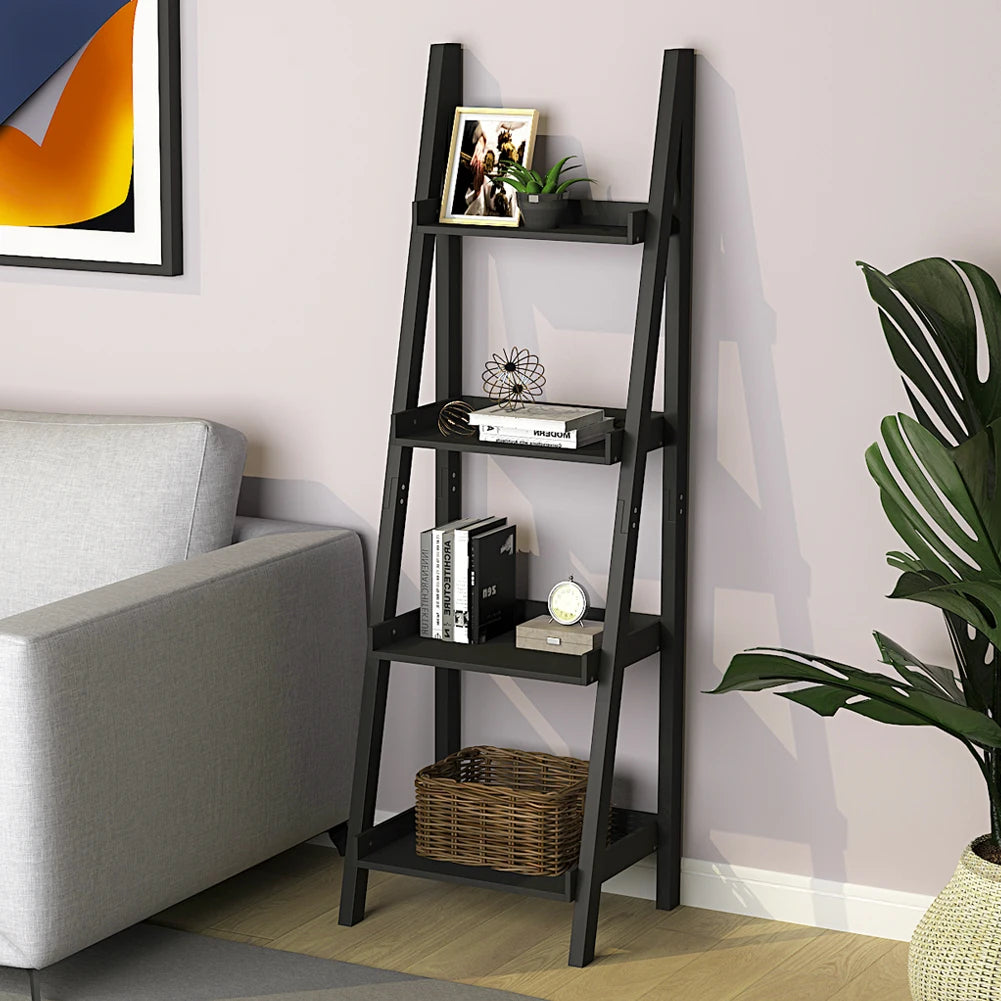 4-Tier Wooden Display Ladder Shelf