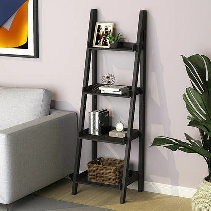 4-Tier Wooden Display Ladder Shelf