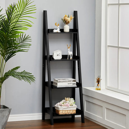 4-Tier Wooden Display Ladder Shelf